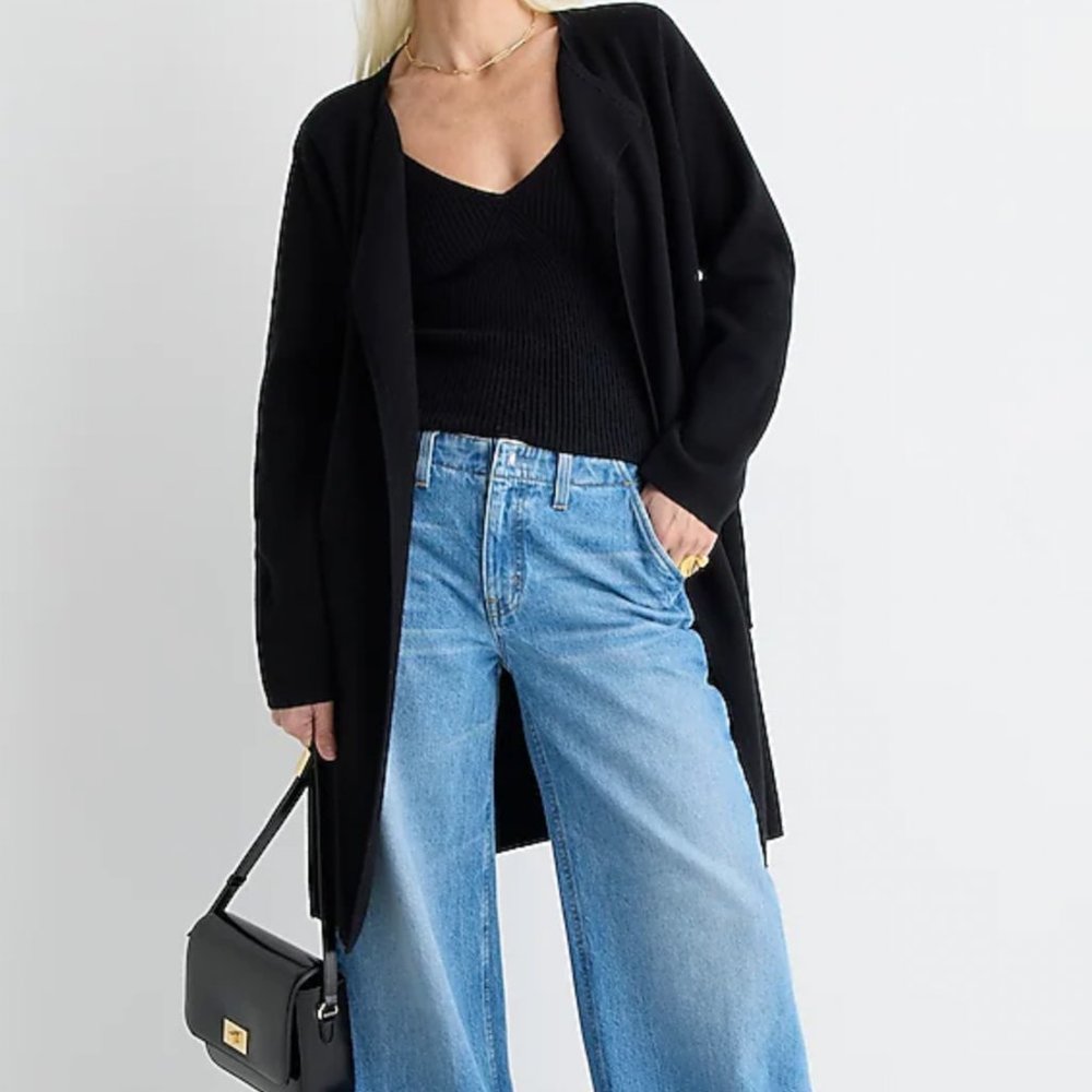 JCrew: Black Juliette collarless sweater-blazer